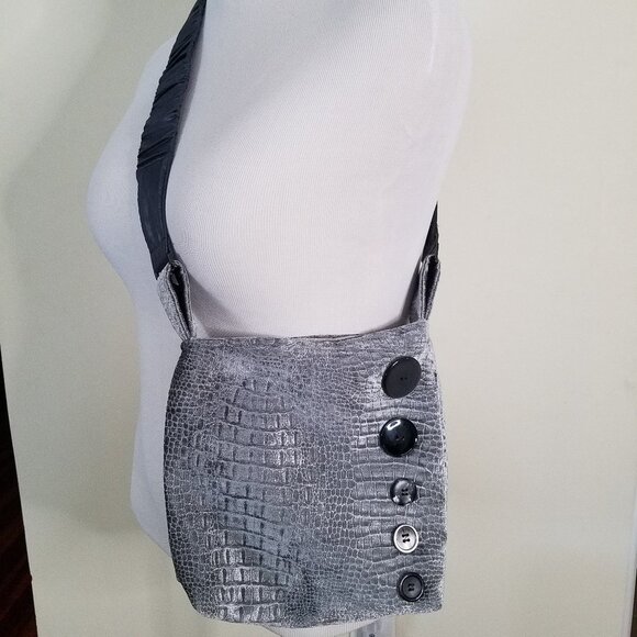 Grey bag with black button hand made from - Etsy InnerCreativeChild NWOT - Picture 2 of 5